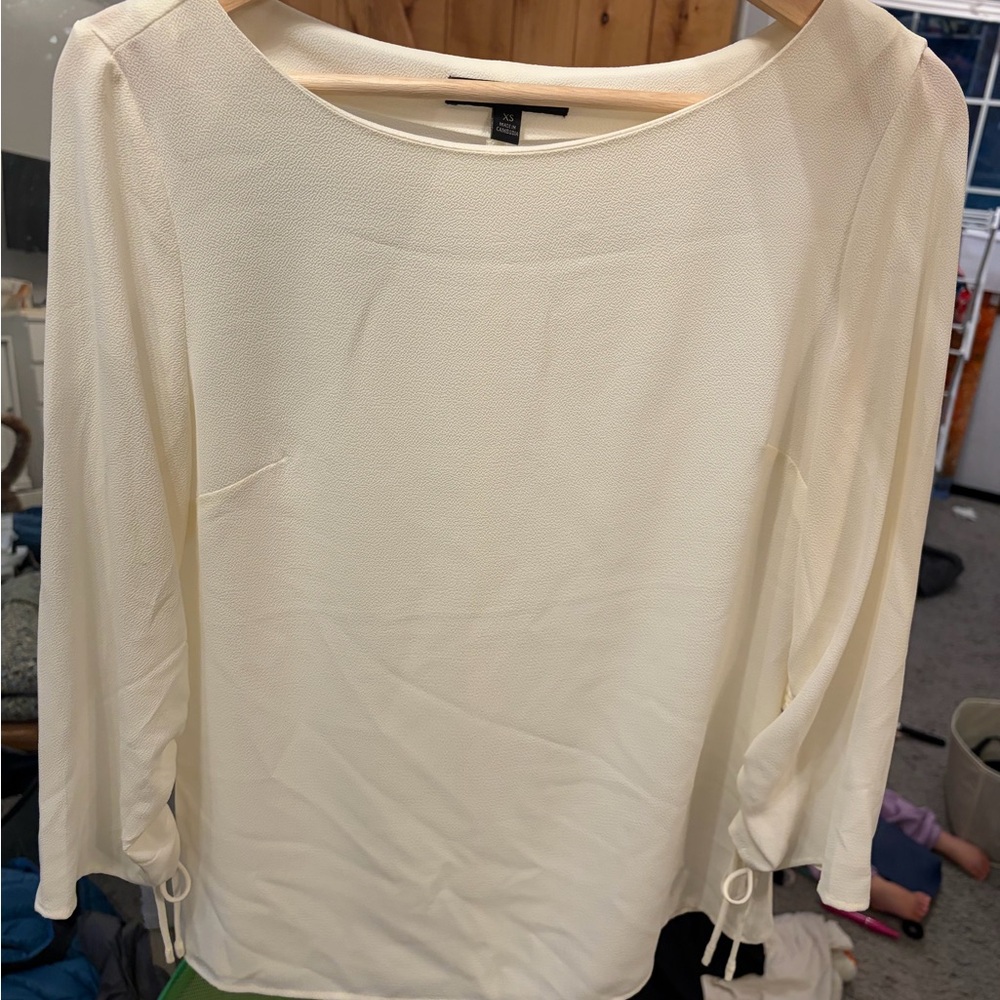 Banana Republic Cream Boatneck Long Sleeve Blouse
